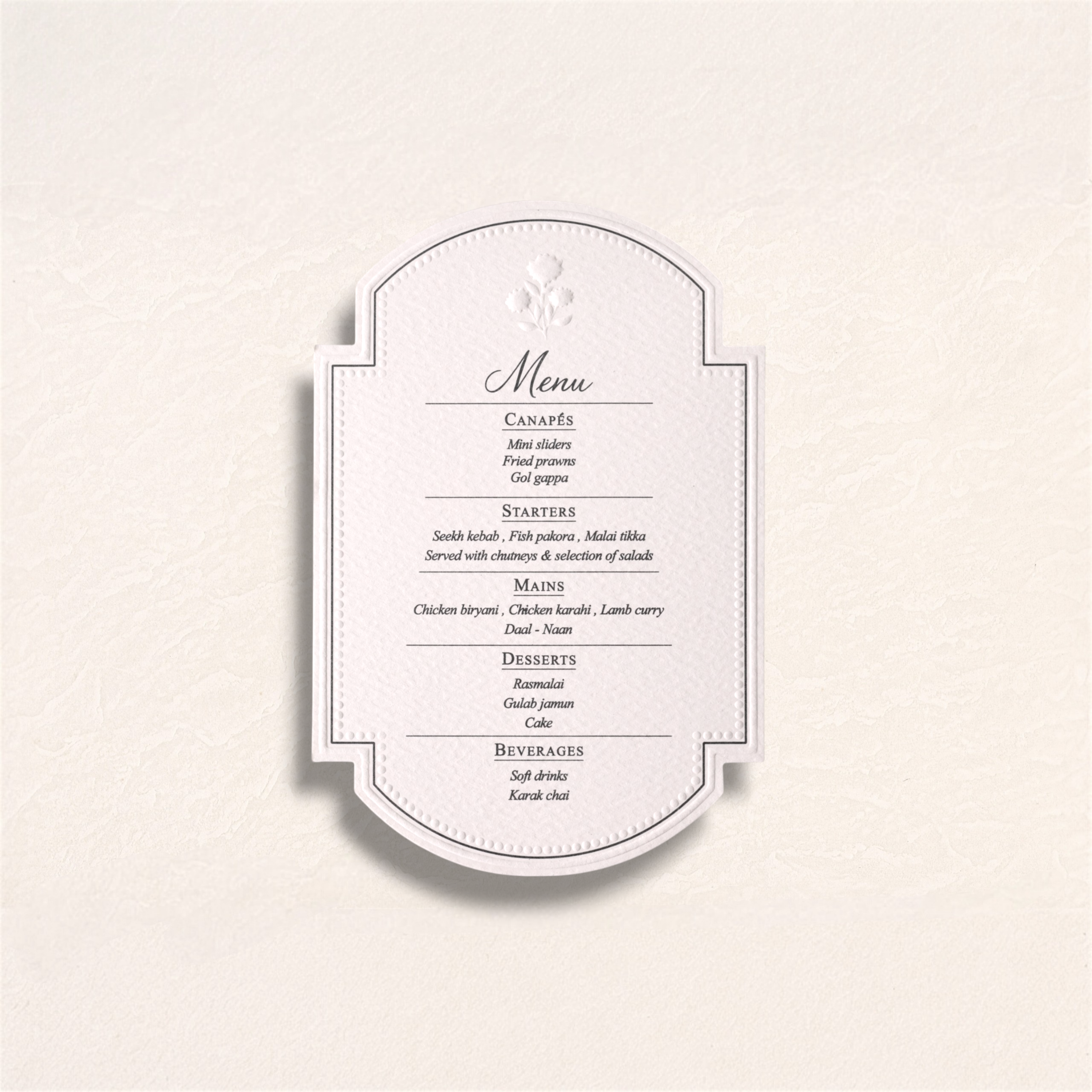 Embossed Arch Menu Cards