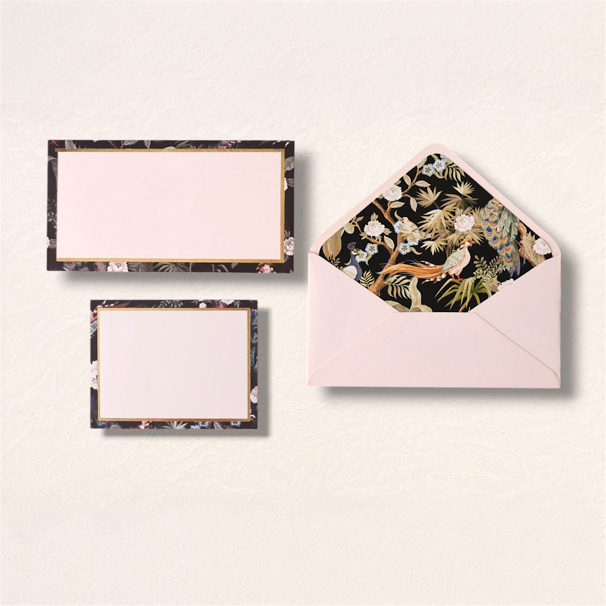 Noir Aviary Envelope Set Off-white